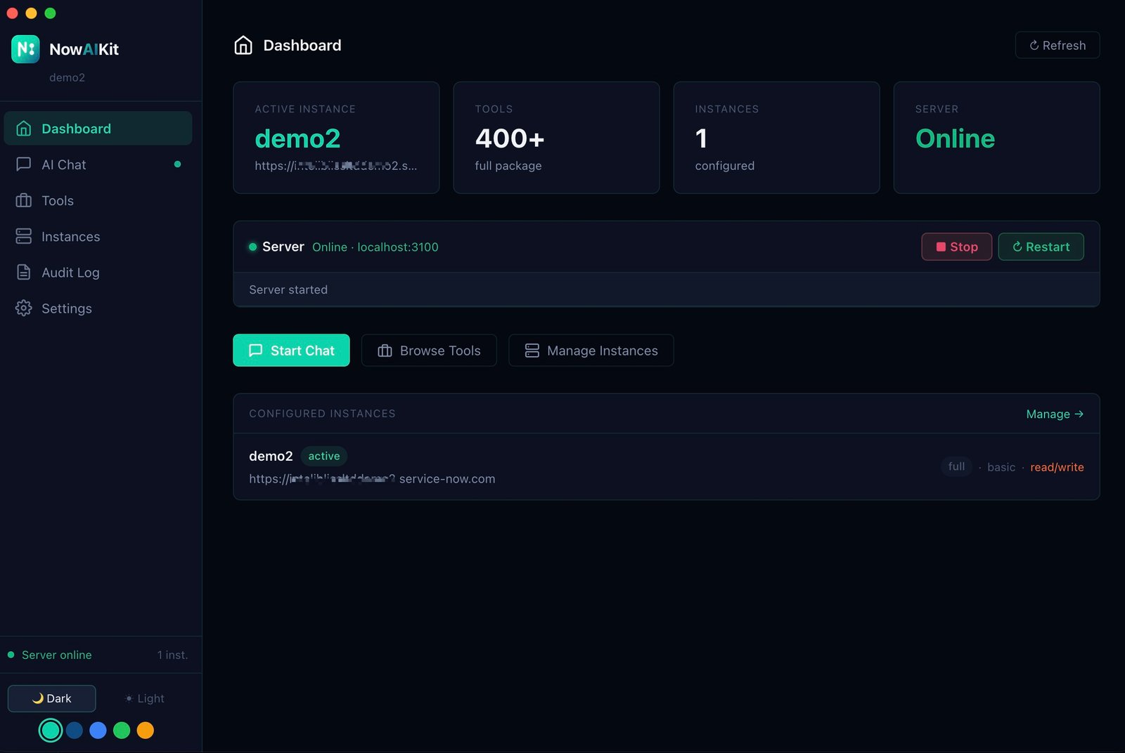 NowAIKit WebUI, Dashboard